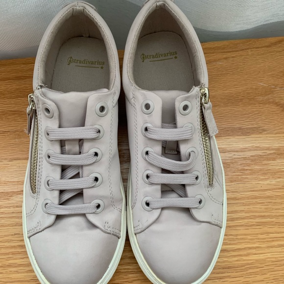 Stradivarius Mauve Satin Sneakers with Side Zipper - Picture 3 of 7